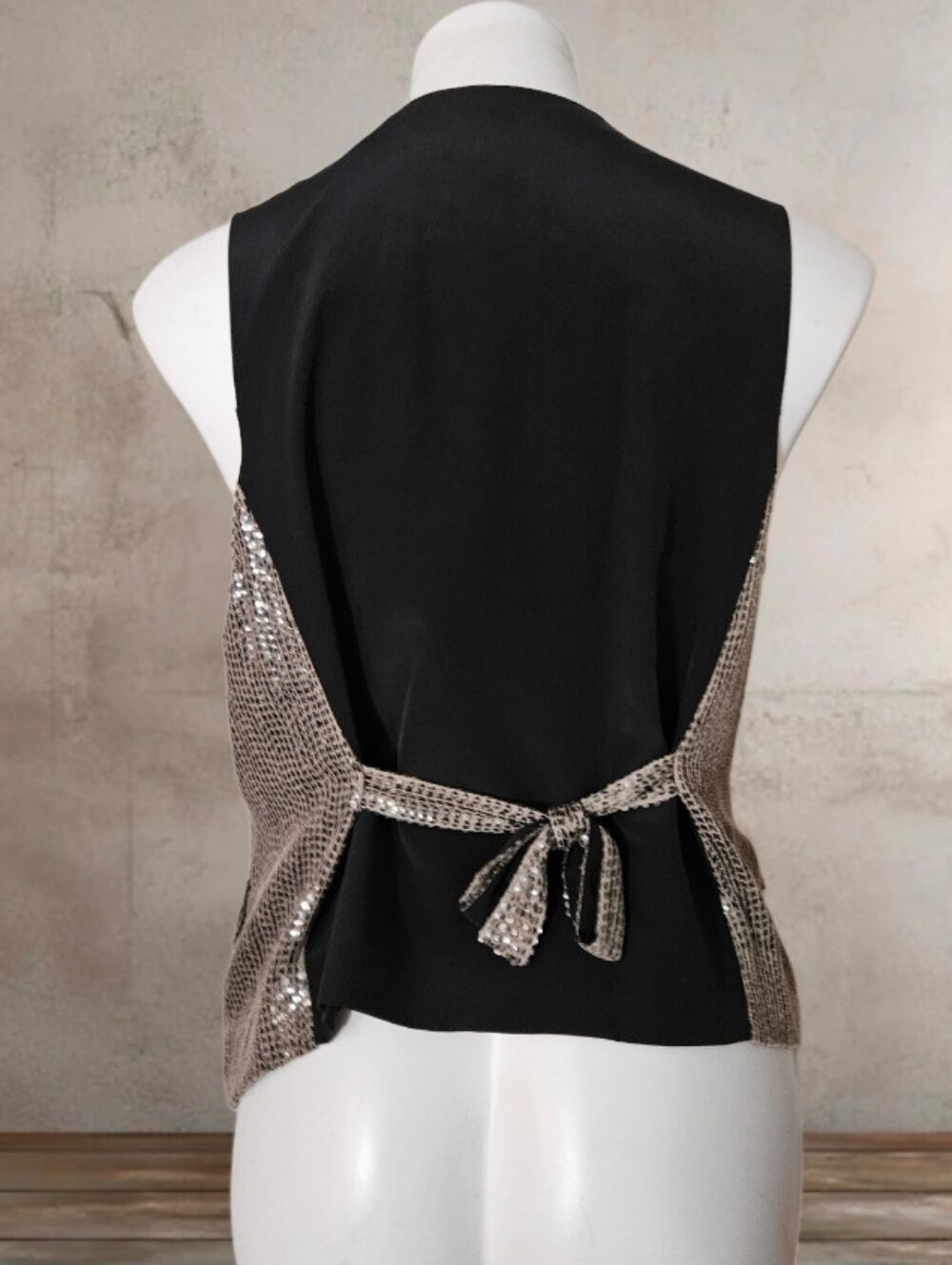 J. Crew Metallic Sequin Silk Sleeveless Blazer Vest - Bronze Taupe Size 8 - Picture 2 of 5